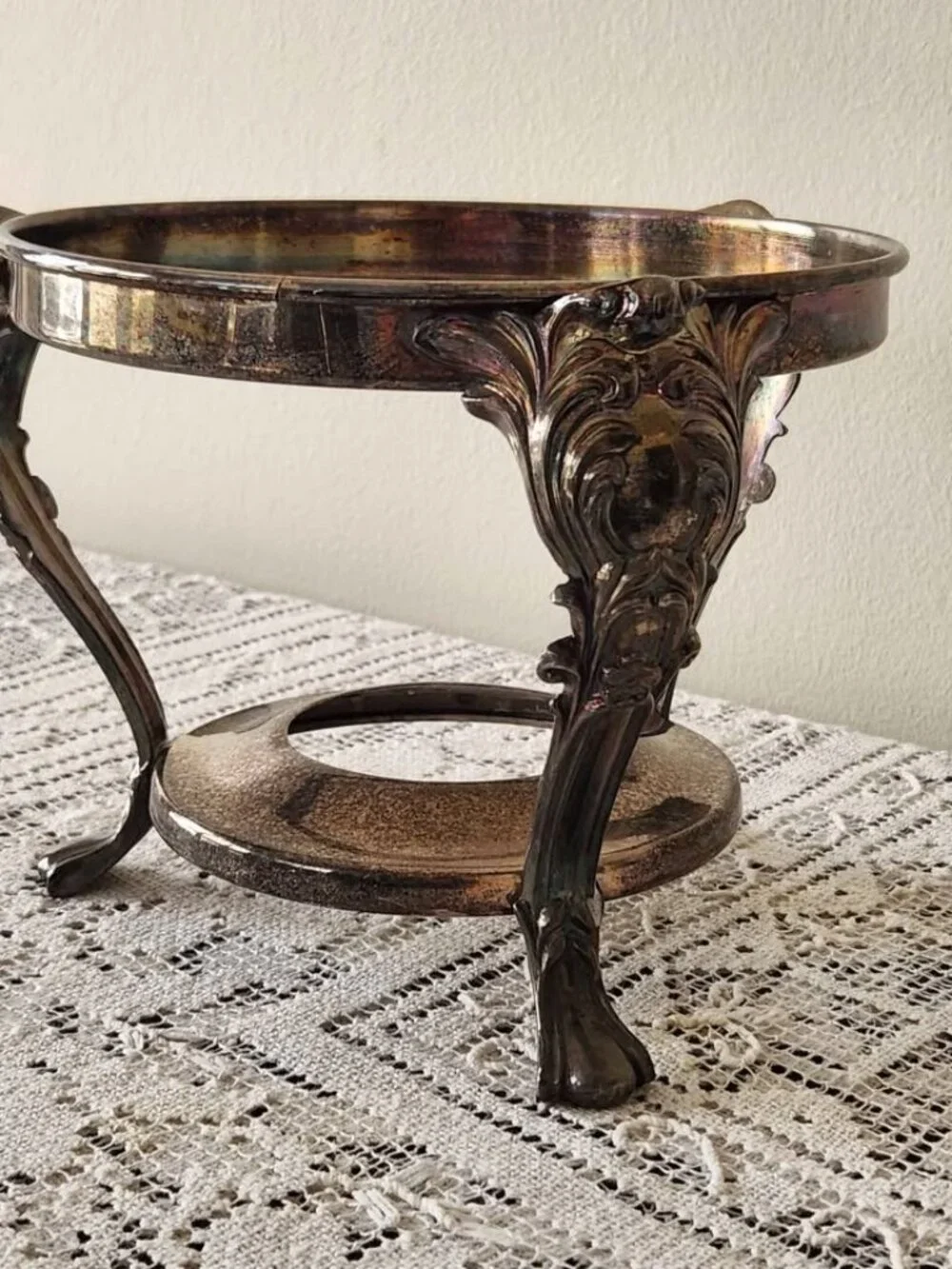 Vintage Silver Plated Dish Warmer Stand
